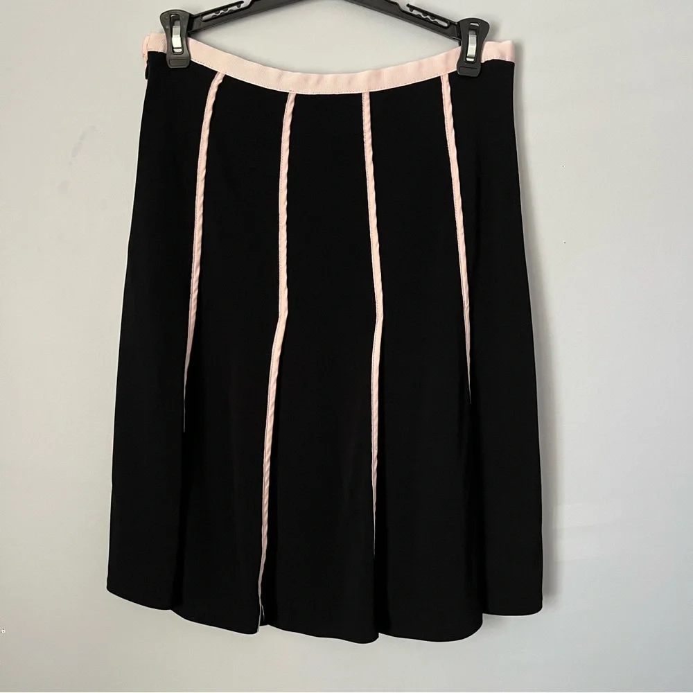 City DKNY Pleated Pale Pink Striped Knee Length Midi Skirt Size 4 2013 Exclusive
